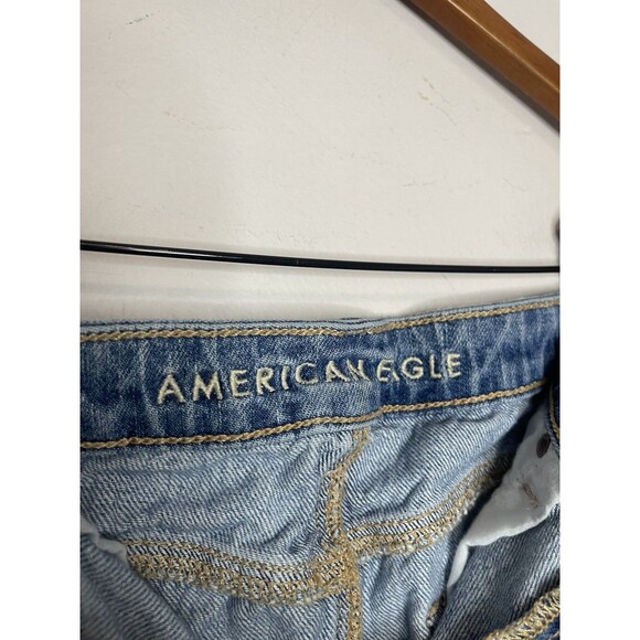 AMERICAN EAGLE Women 4 Distressed Raw Hem Denim Blue Jean Mini Skirt - Picture 3 of 5